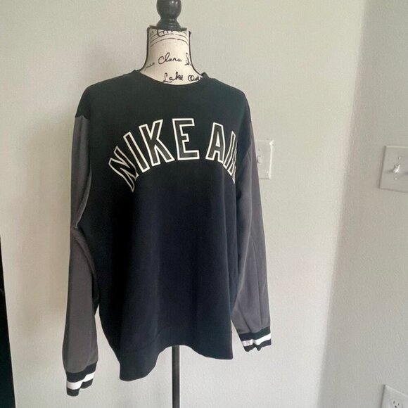 NIKE AIR SWEATSHIRT BLACK/GRAY SZ M BIG LOGO CASUAL ATHLETIC CORE VERSATILE - Picture 16 of 16